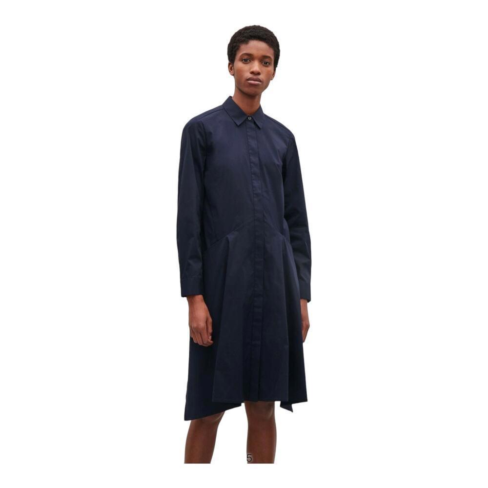 COS Navy Long-Sleeve Midi Shirt Dress - Picture 3 of 9